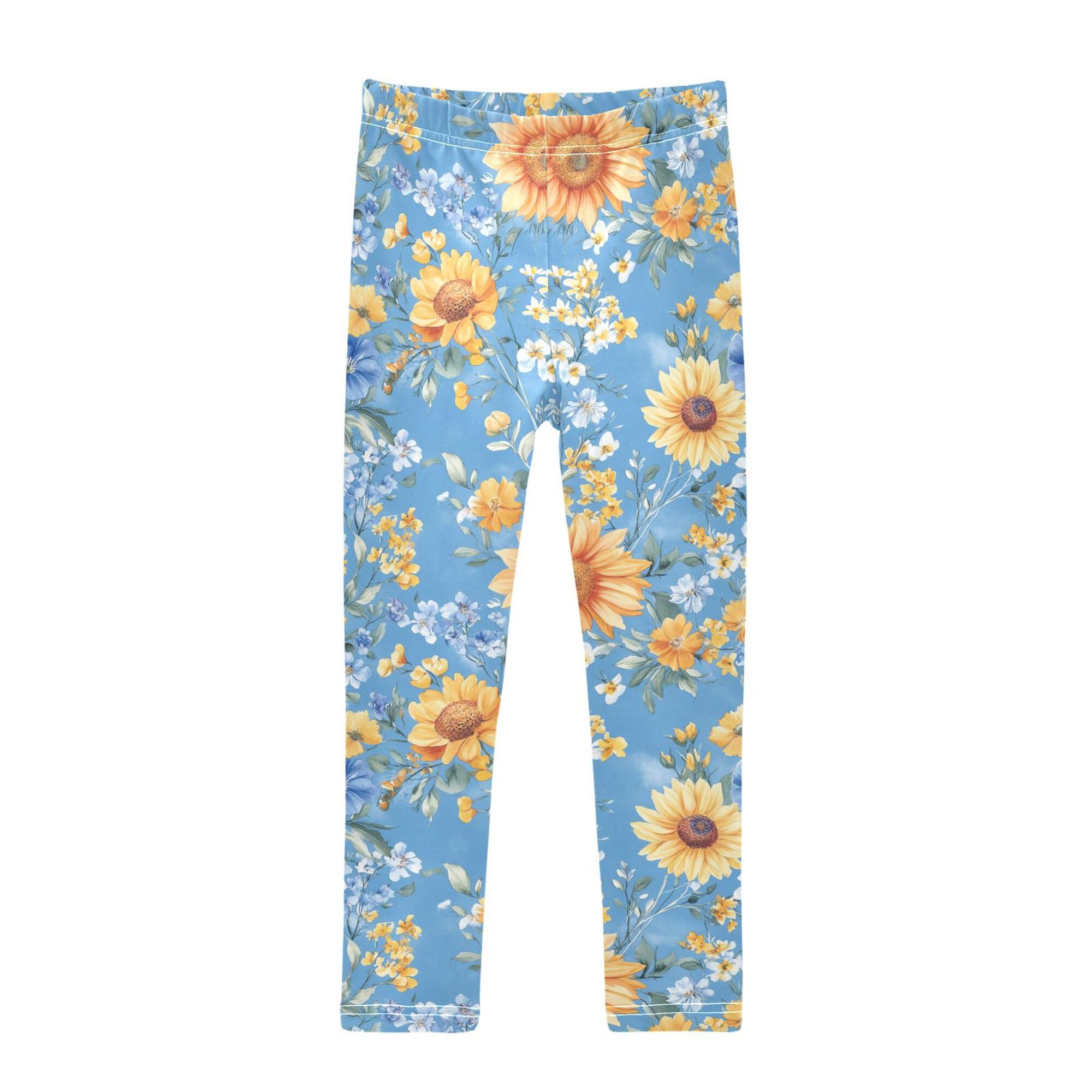 JUNZAN Fall Flowers Sunflower Snapdragon Blue Baby Girl Leg Warmers Leggings Soft Dance Leg Warmers Fall Winter Warmer 6T