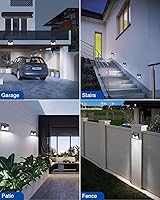 Vista 2 de Peasur Luces solares impermeables para exteriores, paquete de 4 140 luces LED con sensor de movimiento, 3 modos de luces de seguridad alimentadas