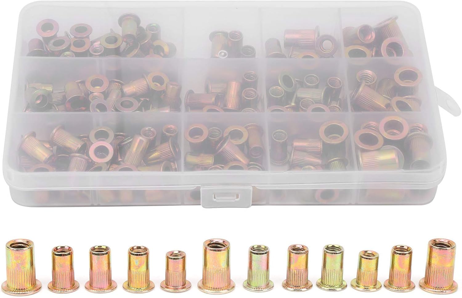 Fafeicy 150pcs Rivet Nuts, Galvanized Carbon Steel Rivet Nut Mixed Insert Nutserts 6‑32 8‑32 10‑24 10‑32 1/4‑20 British System for The Fastening Field of Various Metal Plates and Pipes