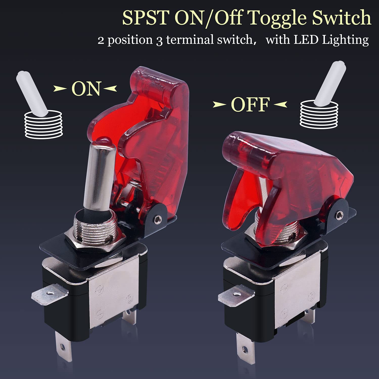Twidec/3Pcs Waterproof Heavy Duty Momentary Toggle Switch 12V DC 30A DPDT 3 Position 6 Pin (ON)-Off-(ON) Switch and 3Pcs Rocker Toggle Switch 12V 20A Heavy Duty Racing Car Automotive Auto SPST ON/Off