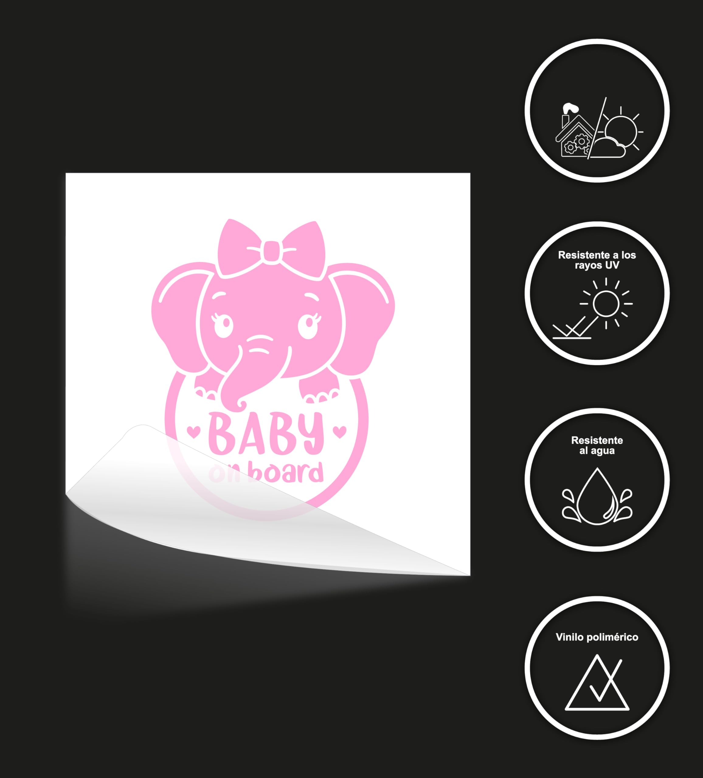 Adesivi Baby On Board - 2 Pezzi, 12x12 Cm, Vinile Impermeabile, Colore Azzurro - Foto 3