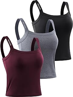 3-Pack Women's Compression Tank Top: Built-in Sports Bra for Running