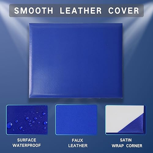 Miniatura 3 de YIIOSS Funda para diploma de 8.5 x 11 pulgadas, soporte acolchado para certificado de graduación, cubiertas de certificado de cuero liso, azul rey