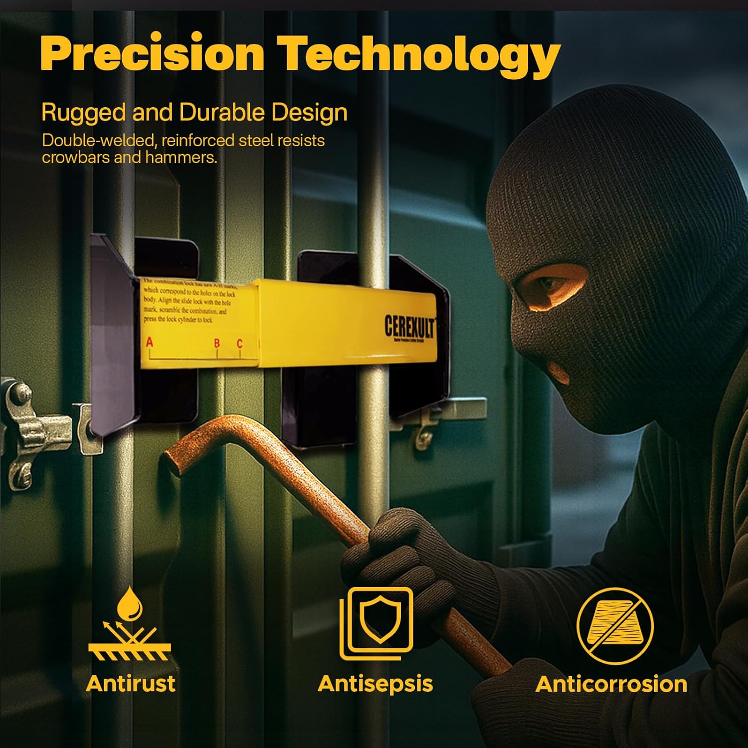 Heavy Duty Cargo Door Lock - Customizable Password, Heavy Duty Cargo Lock, Container Door Locks, Semi Trailer, Combination Lock, Anti-Theft, Rust-Proof, Cargo Security, Bolt Cutter Resistant.