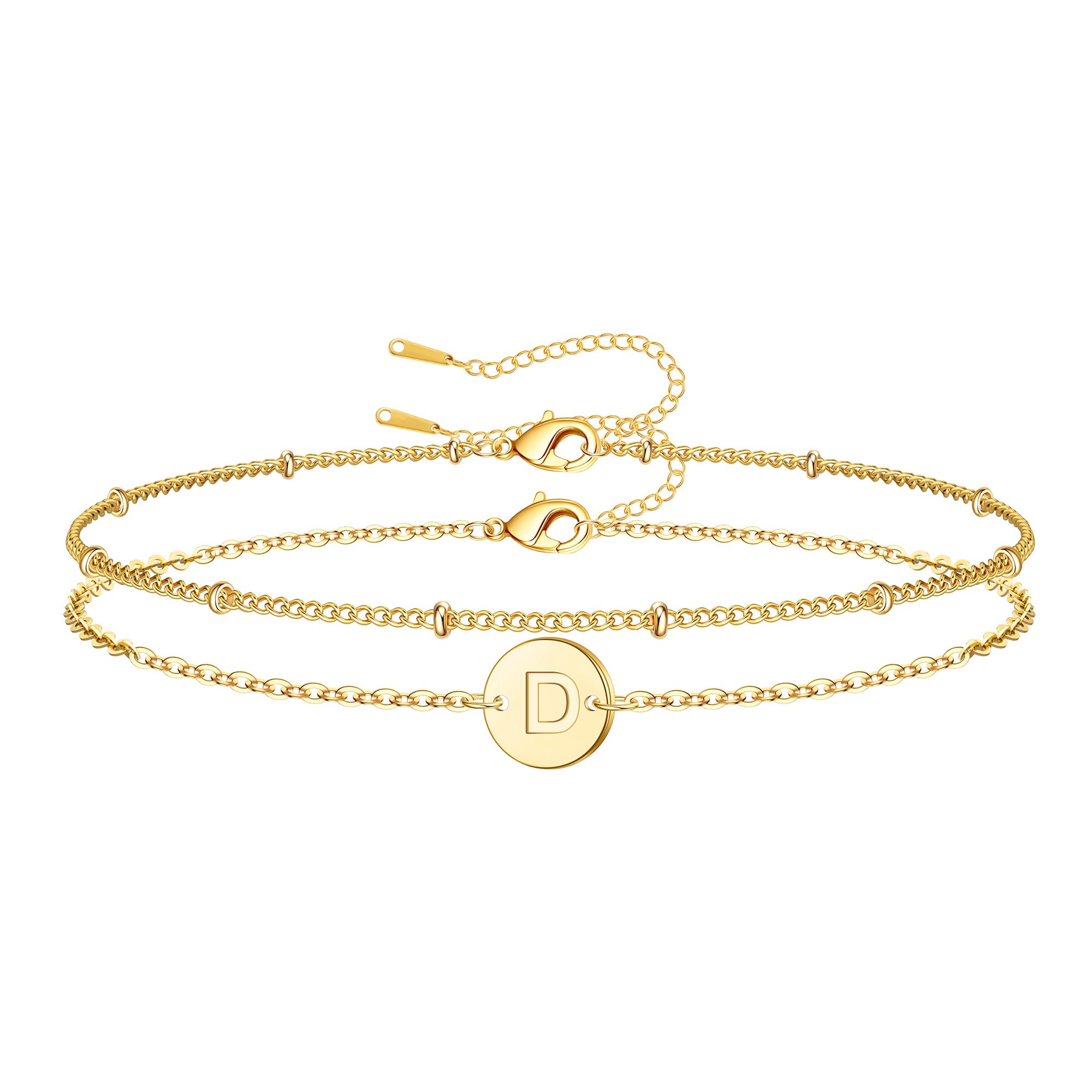 RMMD Armband Damen Gold Silber, Gold Armband mit Buchstaben Damen Personalisiertes Buchstaben Silber Armbänder Schmuck Geburtstagsgeschenke für Frauen Mädchen