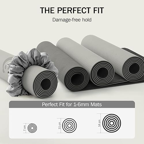 Miniatura 3 de Slim Panda Tapete de yoga Scrunchie, asegura tu tapete con estilo y linda, correa de transporte de tela de terciopelo elástica duradera que se