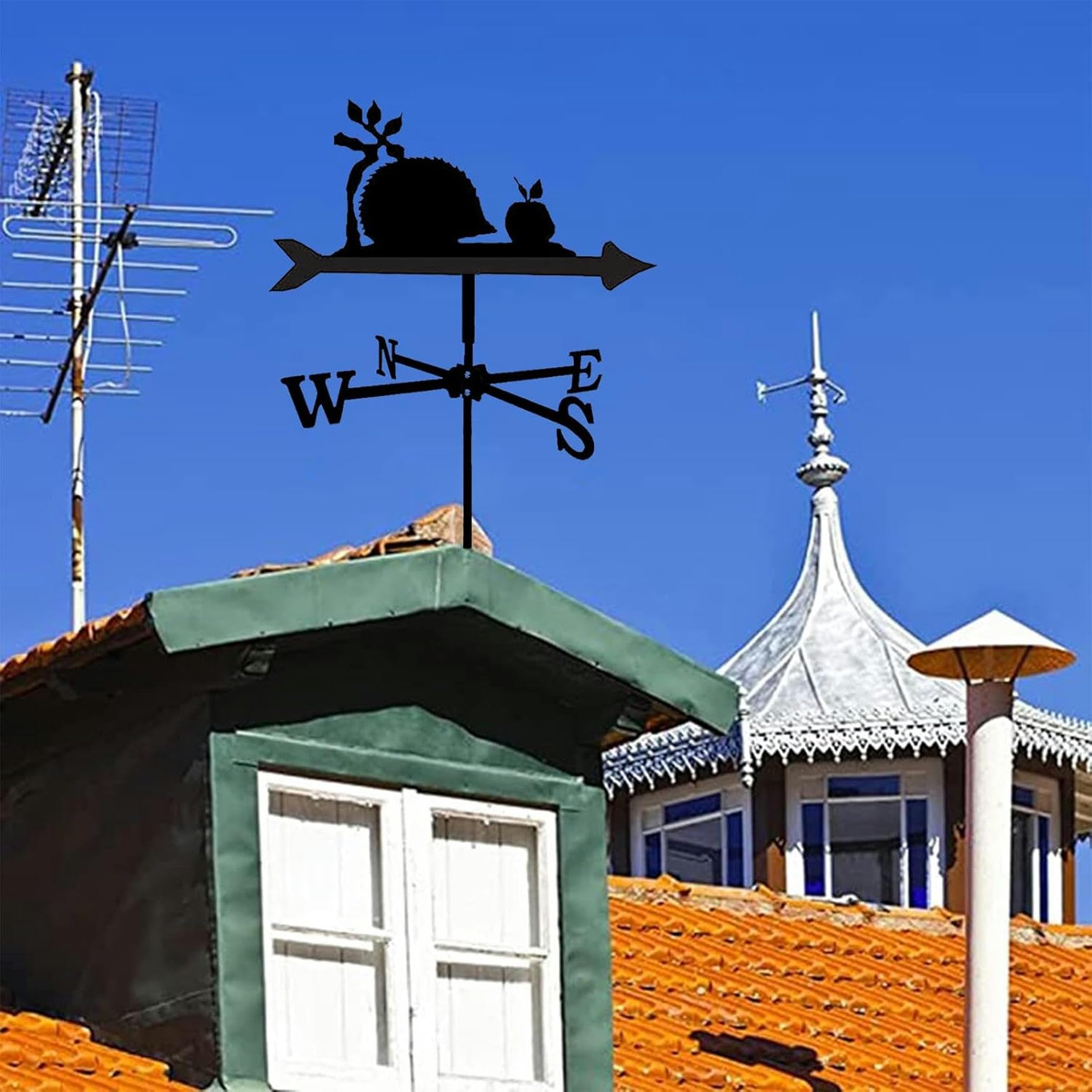 Weathervane Wiatrowskaz ze stali nierdzewnej Narzędzie pomiarowe do domu Wiatrowskaz Retro Wskaźnik kierunku wiatru do dekoracji ogrodu na zewnątrz