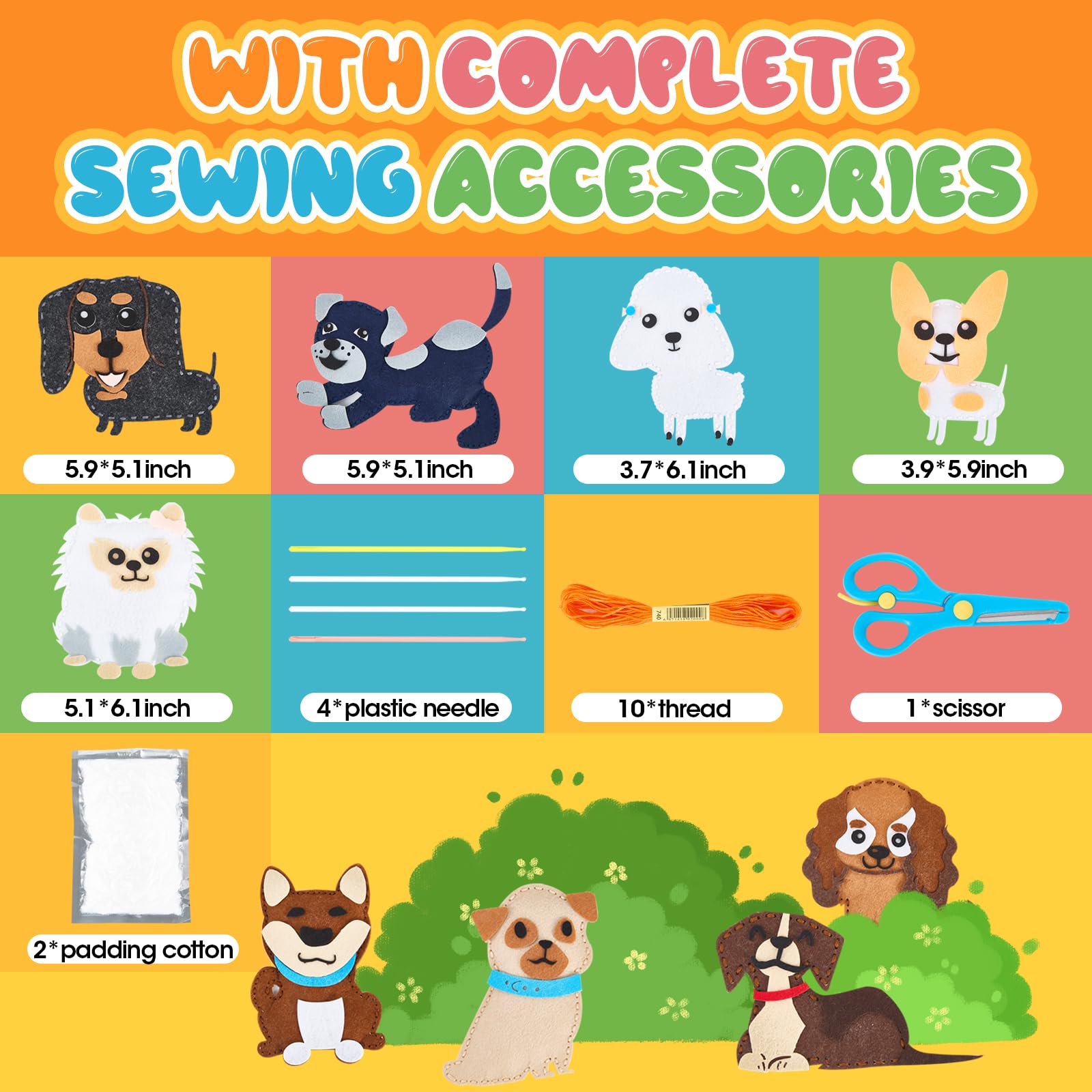 EPHOSHI Dog Sewing Kit,Felt Sewing Kits for Kids 21 Dog Styles Sewing Kit,Educational Art Craft Sew Set including Tools - Image 4