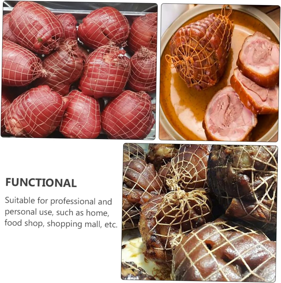 PRETYZOOM 12rolls Meat Netting Elastic Cotton Ham Sock Sausage Netting Butcher Twine Roast Pig Net Cover