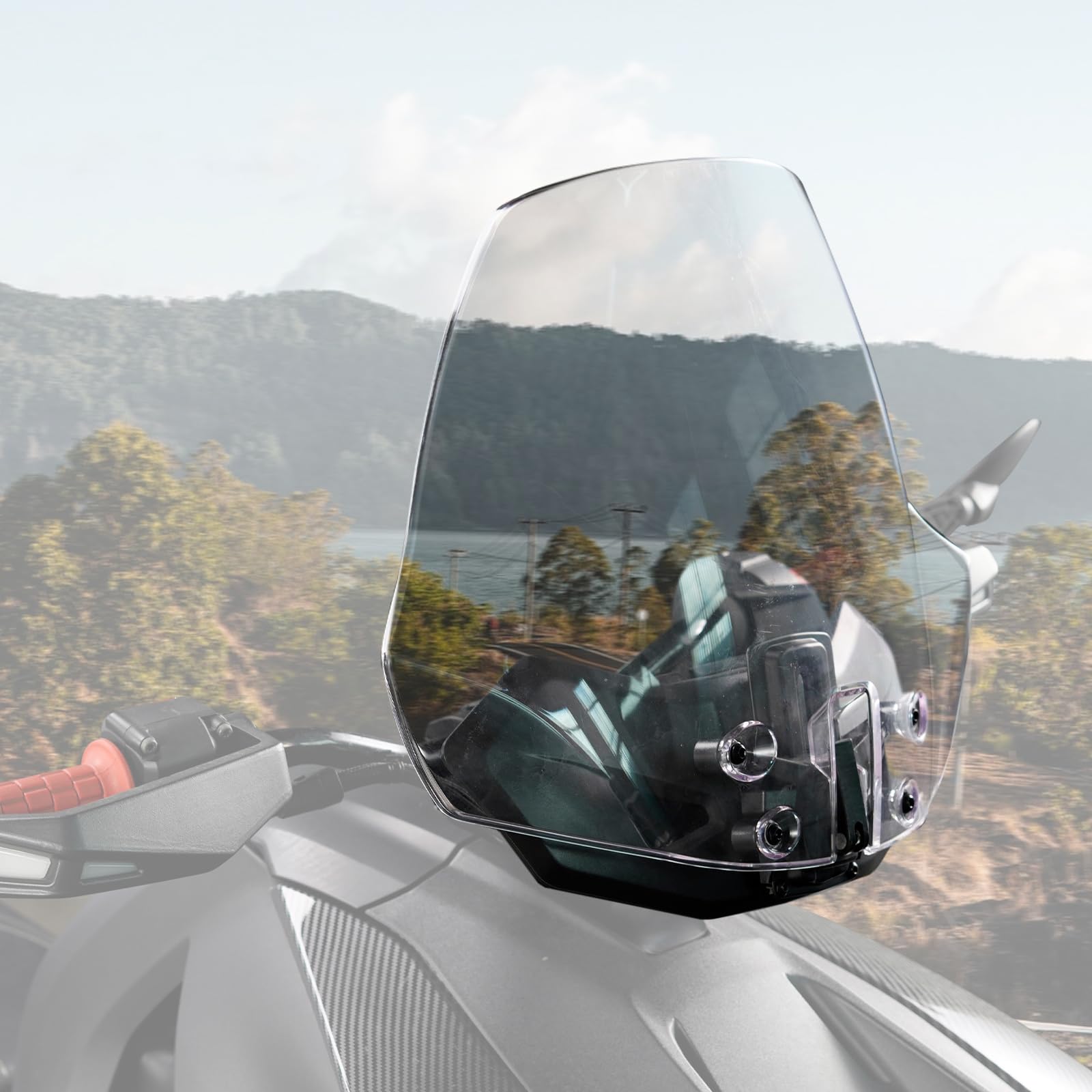 Adventure Windshield For Can-Am Ryker (600, 900, Sport, Rally) 2019-2023 - Clear Adjustable XXL Windshield Replacement