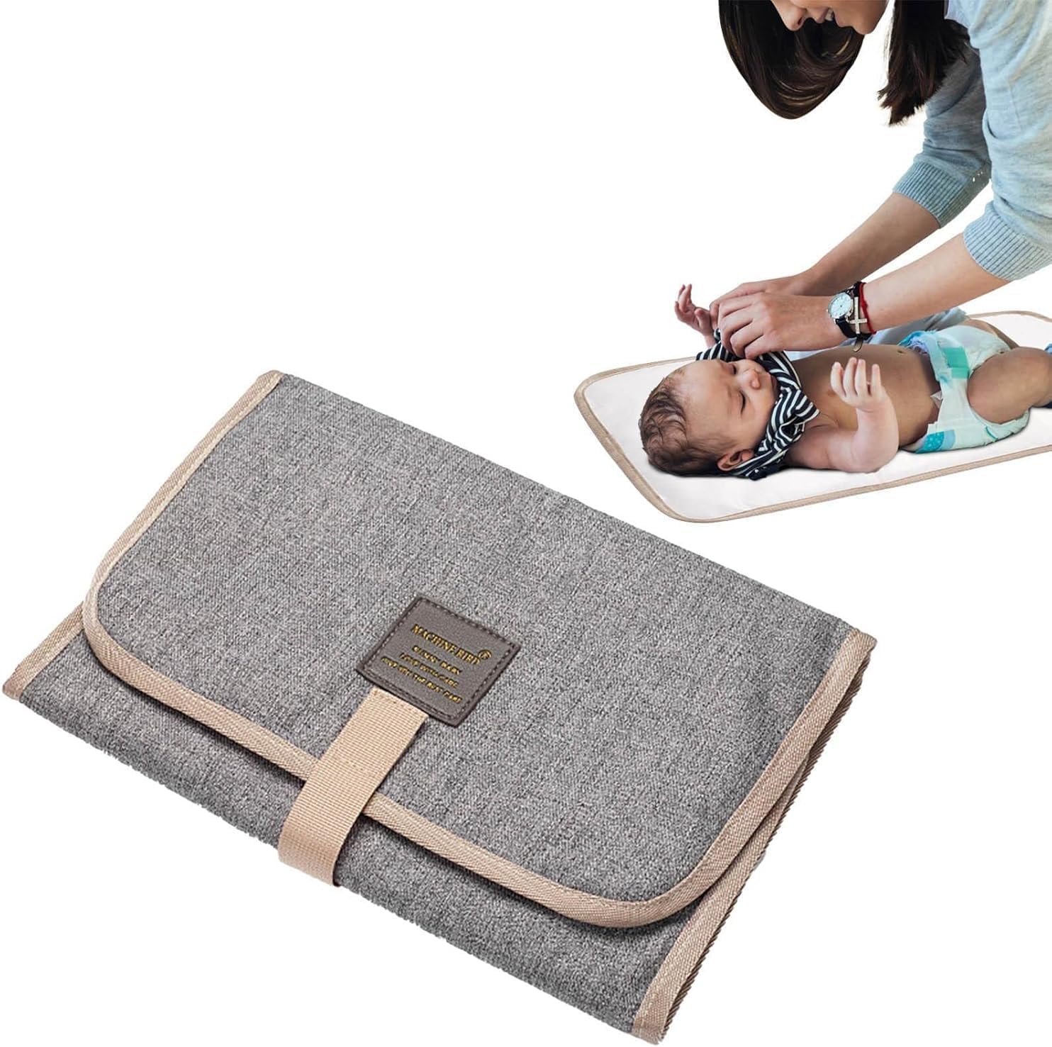 Portable Changing Pad, Diaper Pad Waterproof Foldable Comfortable Changing Mat, Kids Accessories Diaper Mat Changing Pad for Tours Journeys Outings Travel (Grey)