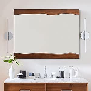 Amazon.com: Tanmicoshomy Irregular Rectangle Wood Wall Mirror with Live ...