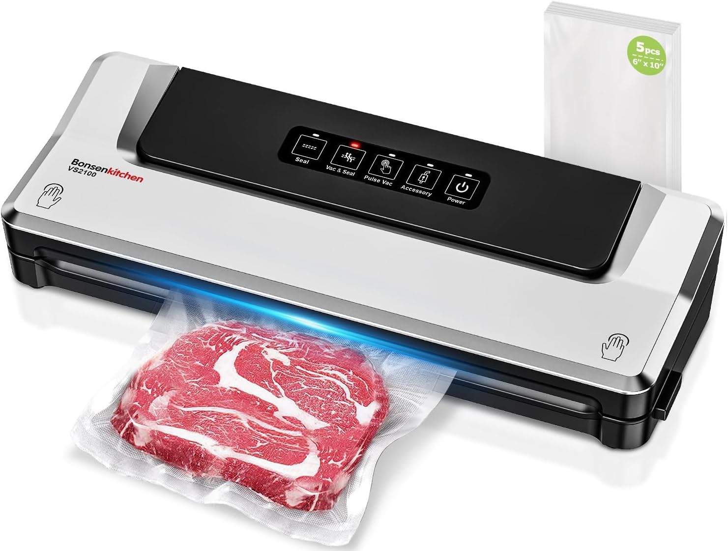 Bonsenkitchen Dry/Moist Vacuum Sealer Machine with 5-in-1 Easy Options for Sous Vide and Food Storage, Air Sealer Machine