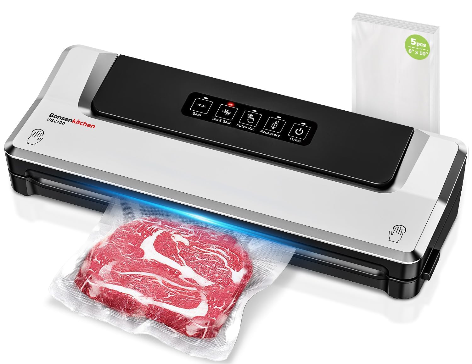 Dry/Moist Vacuum Sealer Machine with 5-in-1 Easy Options for Sous Vide and Food Storage, Air Sealer Machine