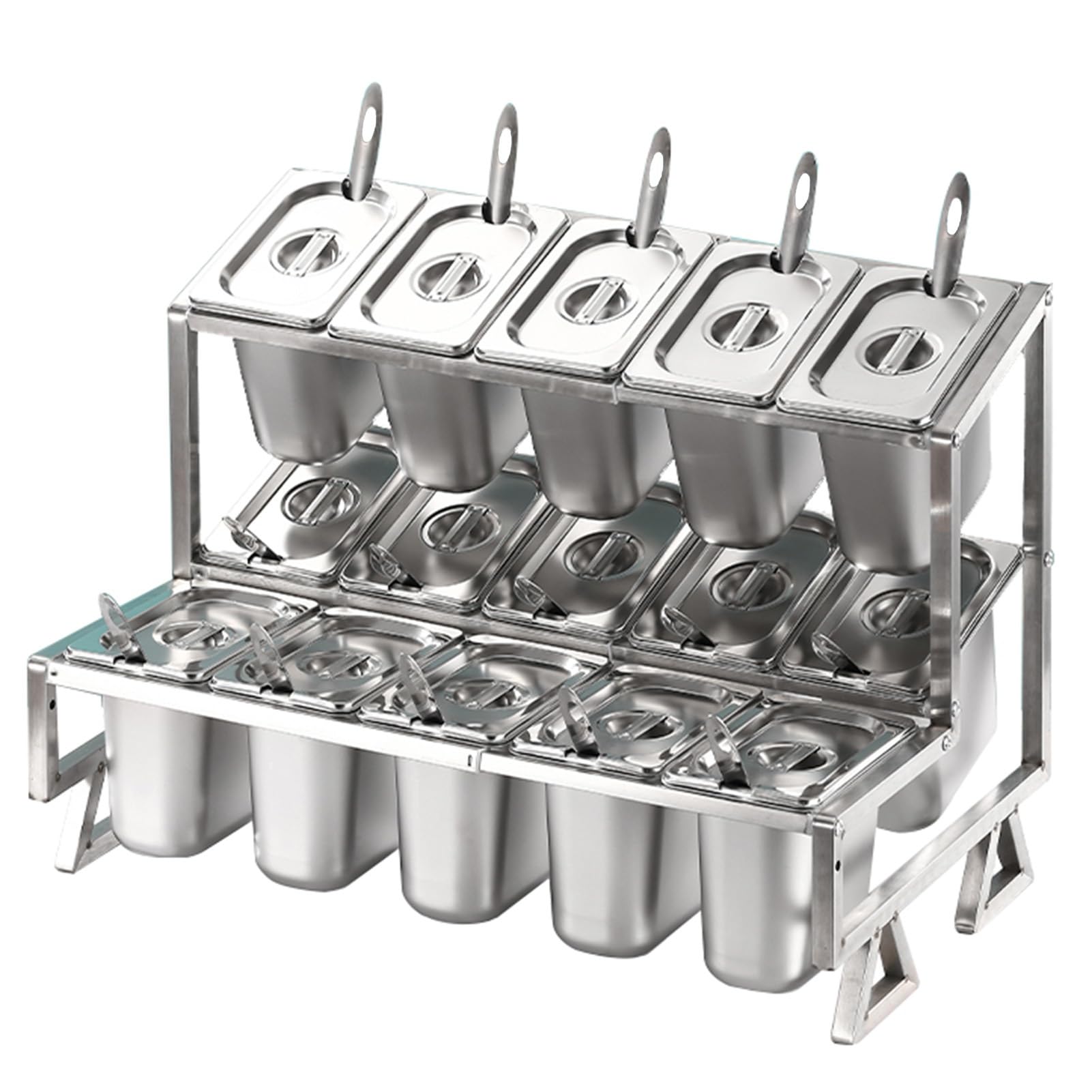 GTHTUHFD Pizza Topping Station, Stainless Steel Serving Tray And Seasoning Rack, Countertop Condiment Spice Rack For Kitchen And Restaurant Countertops,Silver-A1