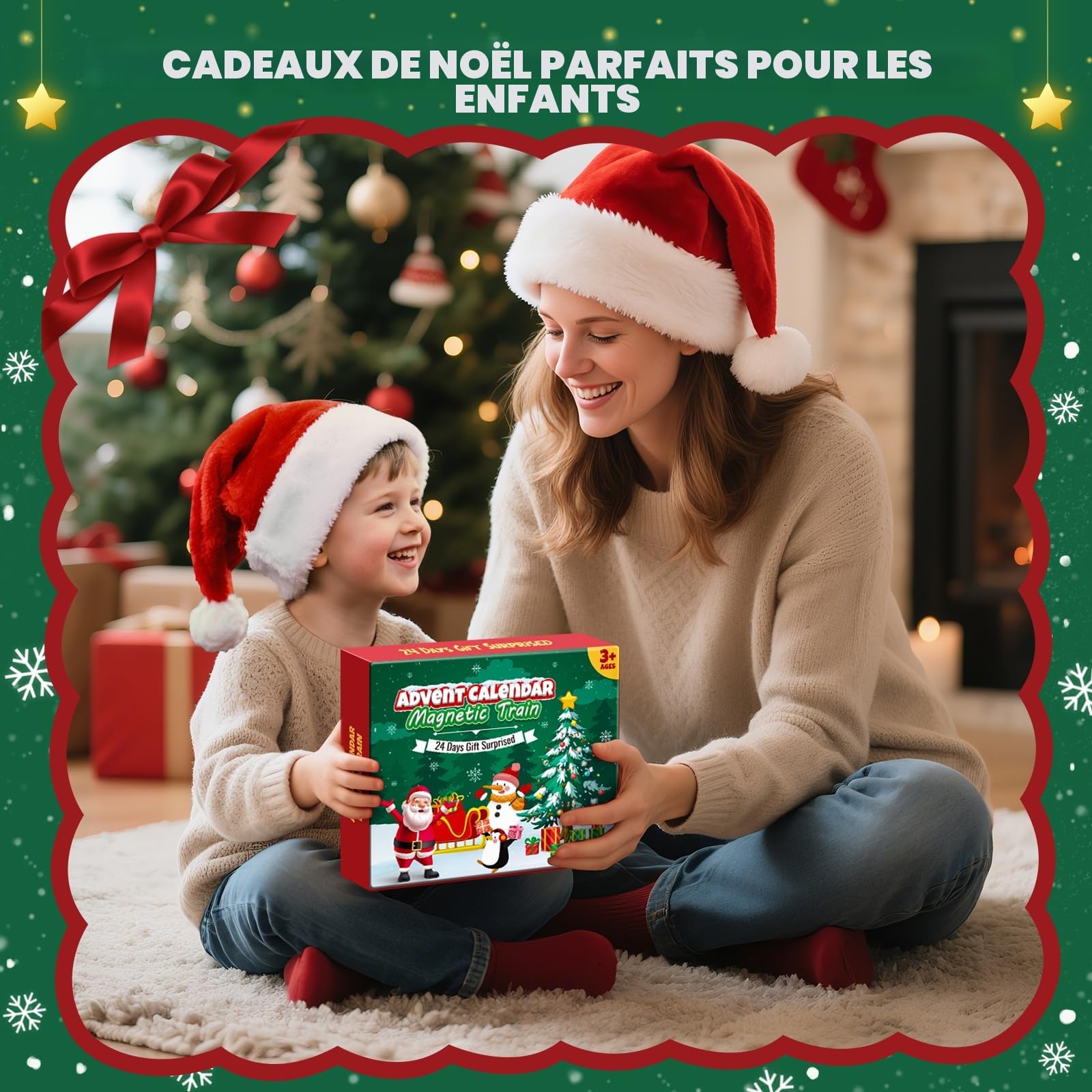 Calendrier de l'Avent 2026 Enfant, Calendrier Avent Kinder Bebe Train Magnétique en Bois, 24 Jours Calendrier de l Avent Jouet Éducatif Jeux Montessori Cadeaux de Noël pour Filles Garçons