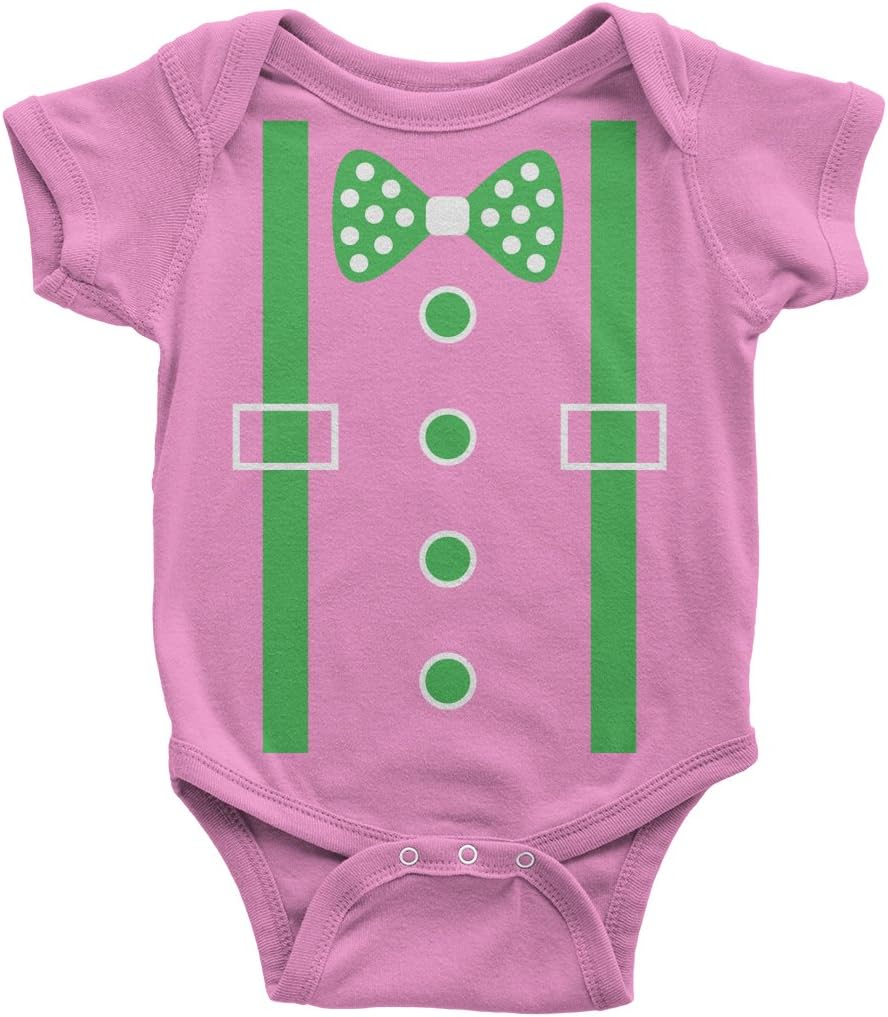 Threadrock Baby Boys' Green Tuxedo Bow Tie & Suspenders Infant Bodysuit