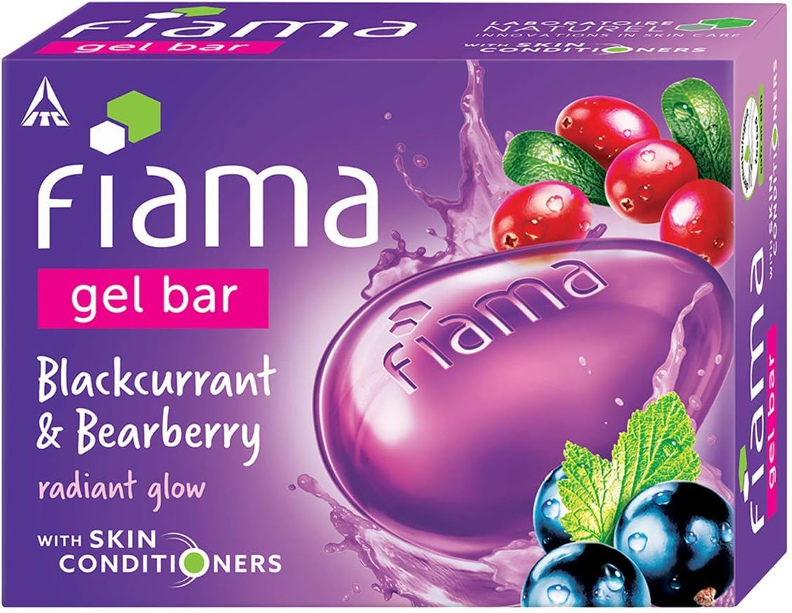 Fiama Gel Bar Blackcurrant and Bearberry for radiant glowing skin, with skin conditioners, 125 g