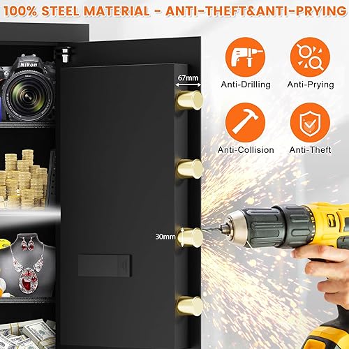 Miniatura 4 de Caja de seguridad ignífuga de 27.56 pulgadas de alto, caja de seguridad para el hogar de 6.1 pies cúbicos con bolsa impermeable ignífuga, caja