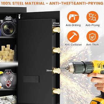 7.0 cu ft Large Safe Box for Home & Office | 27.56H Anti-Theft Safety Box | Double Safer - Add A4 Fire Waterproof Bag | Combination Lock & Removable Shelf | Security Document Safe for Valuable Medicine
