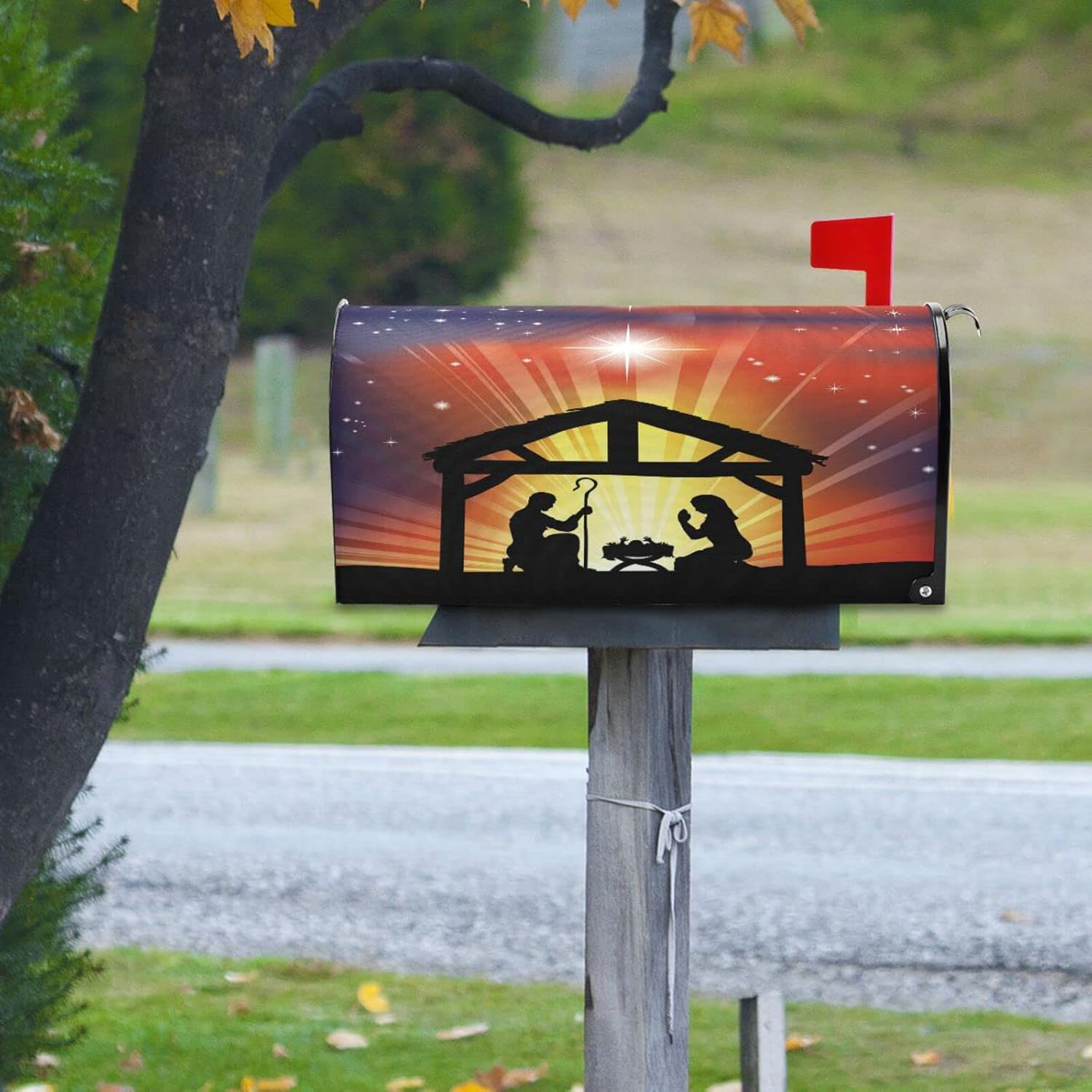 ALAZA Traditional Christian Christmas Nativity Magnetic Mailbox Cover MailWraps Garden Yard Home Decor for Outside Standard Size-18"x 20.7"