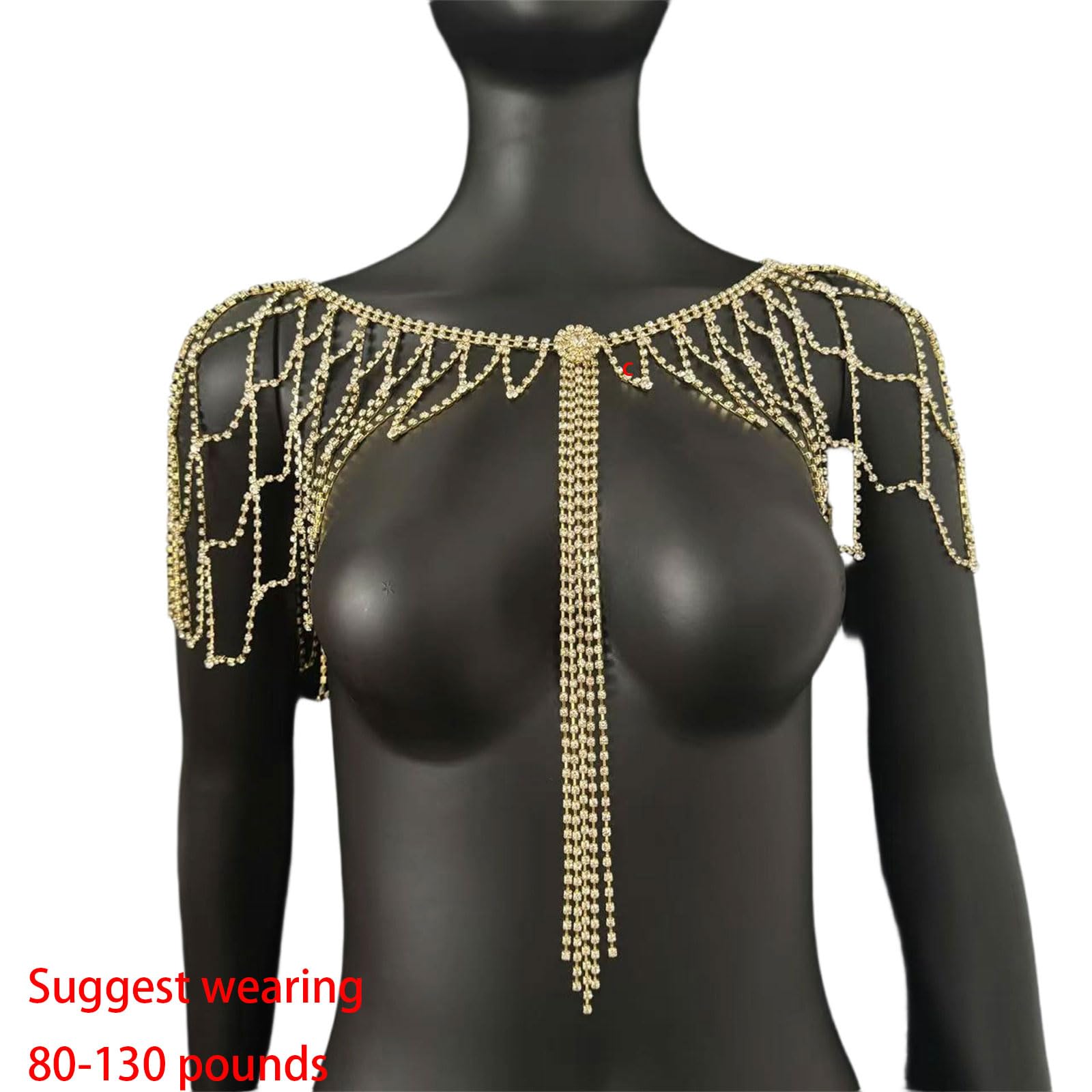 Catena per il corpo con frange di strass scintillanti, gioielli per eleganti eventi di nozze e occasioni speciali gioielli da sposa