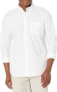 IZOD Camisa Oxford de manga larga con botones para hombre joven