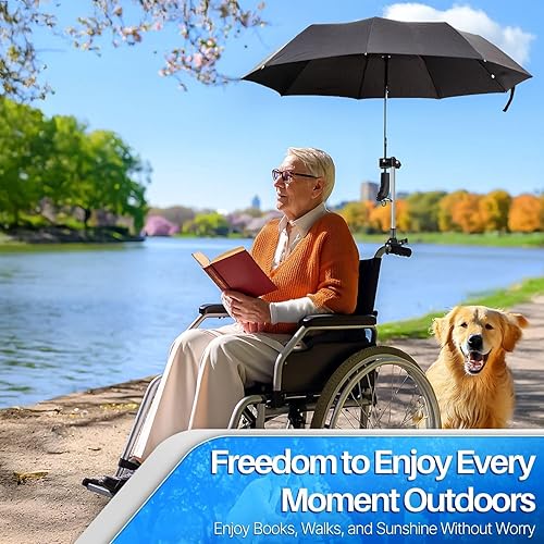 Miniatura 6 de Flexzion Soporte de abrazadera ajustable para sombrilla de bicicleta  Accesorio universal para cochecito, soporte de sombrilla para silla de ruedas