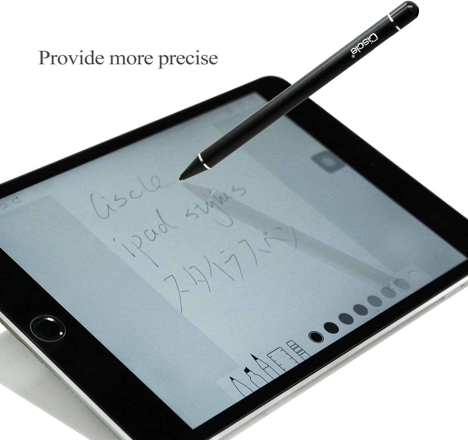 Ciscle [Electronic Stylus] Active Stylus Digital Pens with 1.8 mm Fine Point Copper Tip for iPhone/iPad/Tablet and Other Capacitive Touchscreens Devices, Good for Drawing and Handwriting (Black)