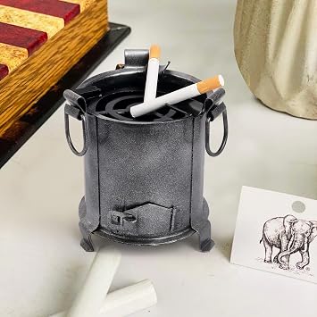 Angeethi BBQ Style Metal Ashtray(16 cm x 13 cm x 12 cm (Black)