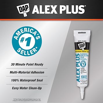 Dap 18128 Alex Plus Acrylic Latex Caulk Plus Silicone 5.5-Ounce