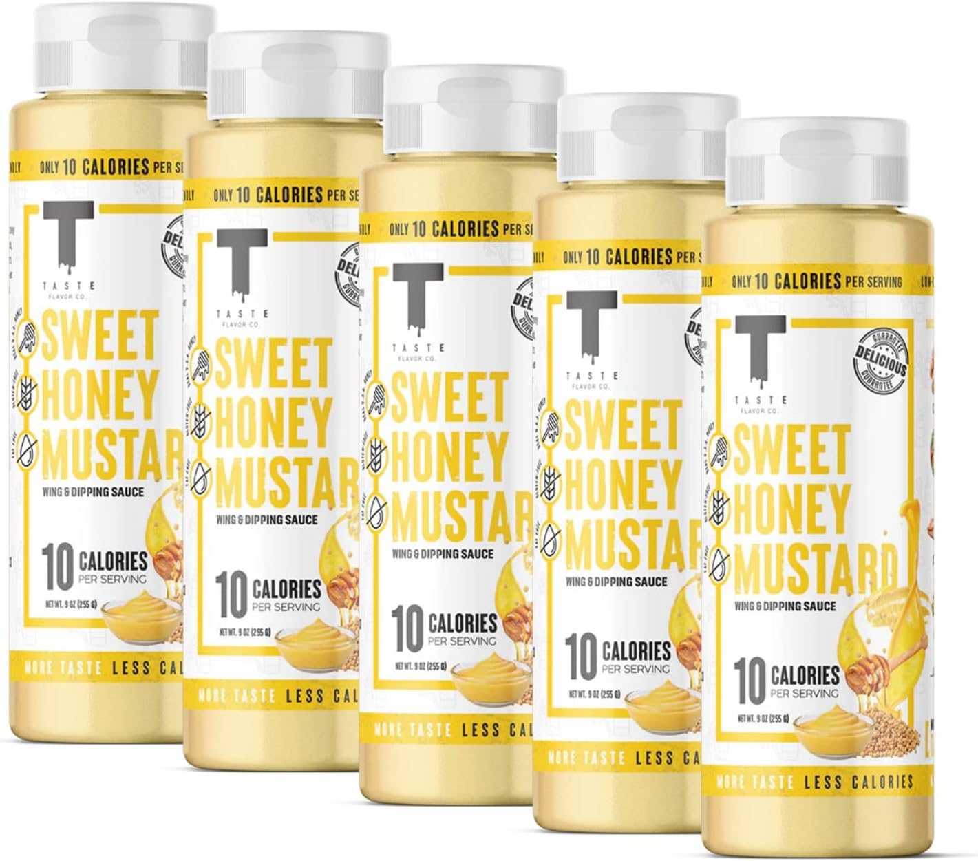 Grilling, Dipping Sauce and Marinade, Great Tasting, Low-Calorie Sauces, Keto Friendly, No Oils (5 Pack, Sweet Honey Mustard)