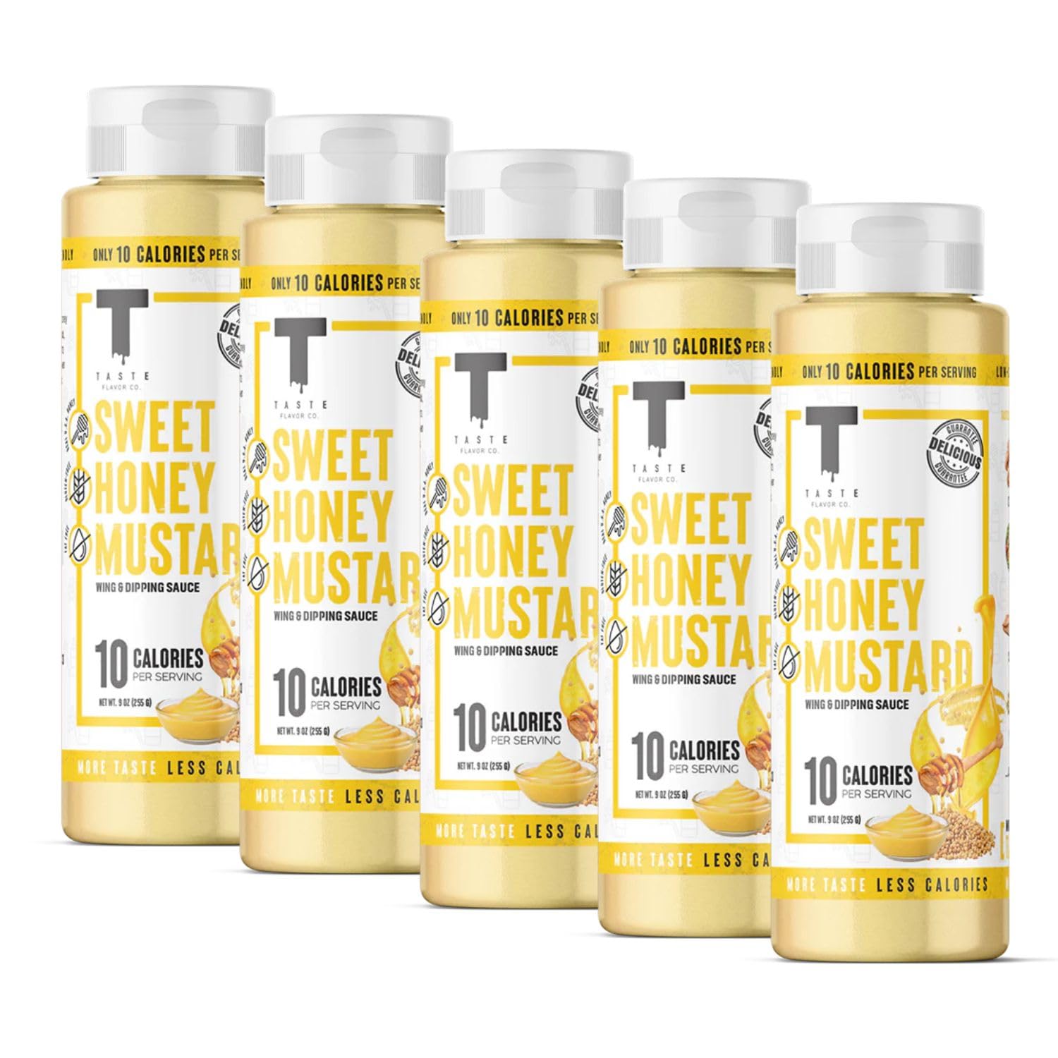 Taste Flavor Co. Grilling, Dipping Sauce and Marinade, Great Tasting, Low-Calorie Sauces, Keto Friendly, No Oils (5 Pack, Sweet Honey Mustard)
