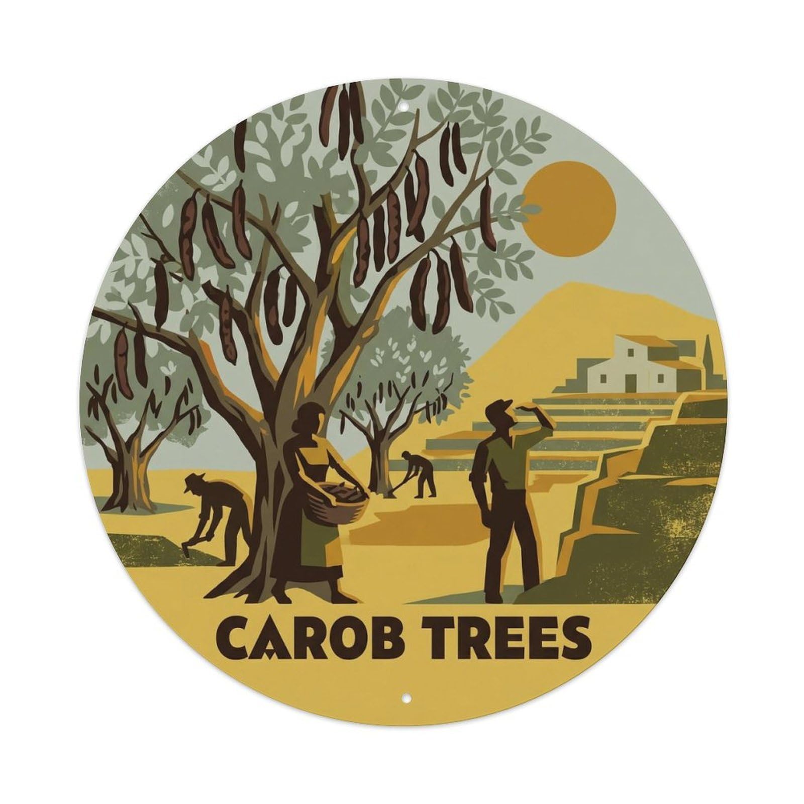 Mallorca Carob Trees Coastal Travel Island Culture Metal Tin Sign