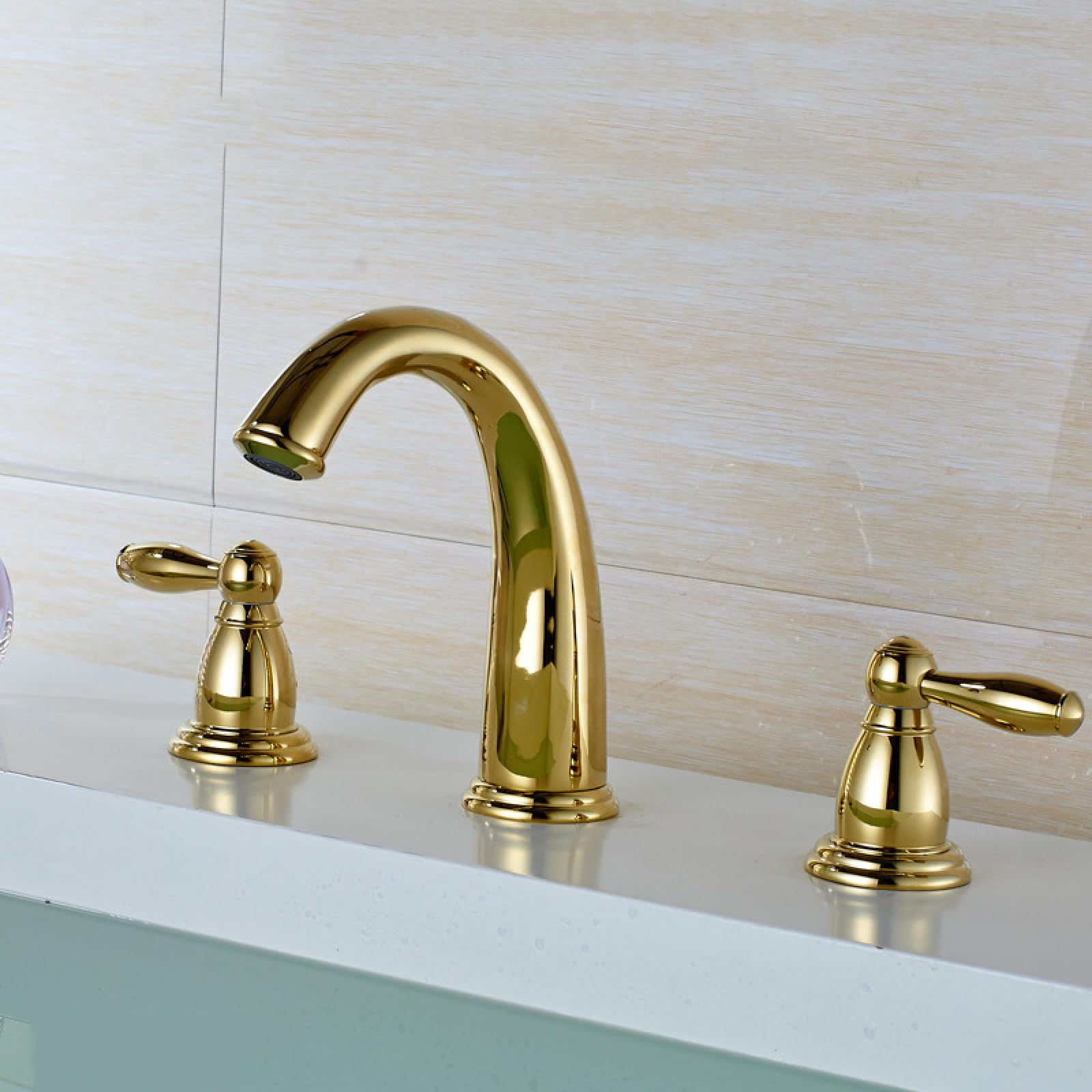 Robinet de lavabo de salle de bain mélangeur en laiton anti-fuite 3 trous