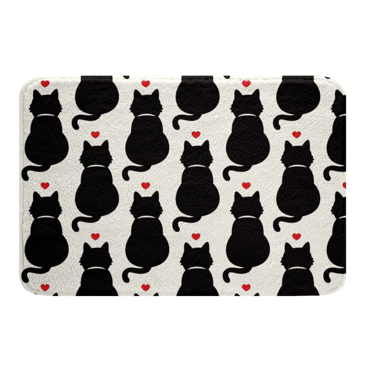 Feelyou Black Cat Shaggy Absorbent Floor Mat Cute Kitten Print Non Slip Bath Mat 3D Animal Theme Bathroom Rugs for Cartoon Pet Cats Sweetheart Bathroom Floor Indoor Doormat Room Decor 16