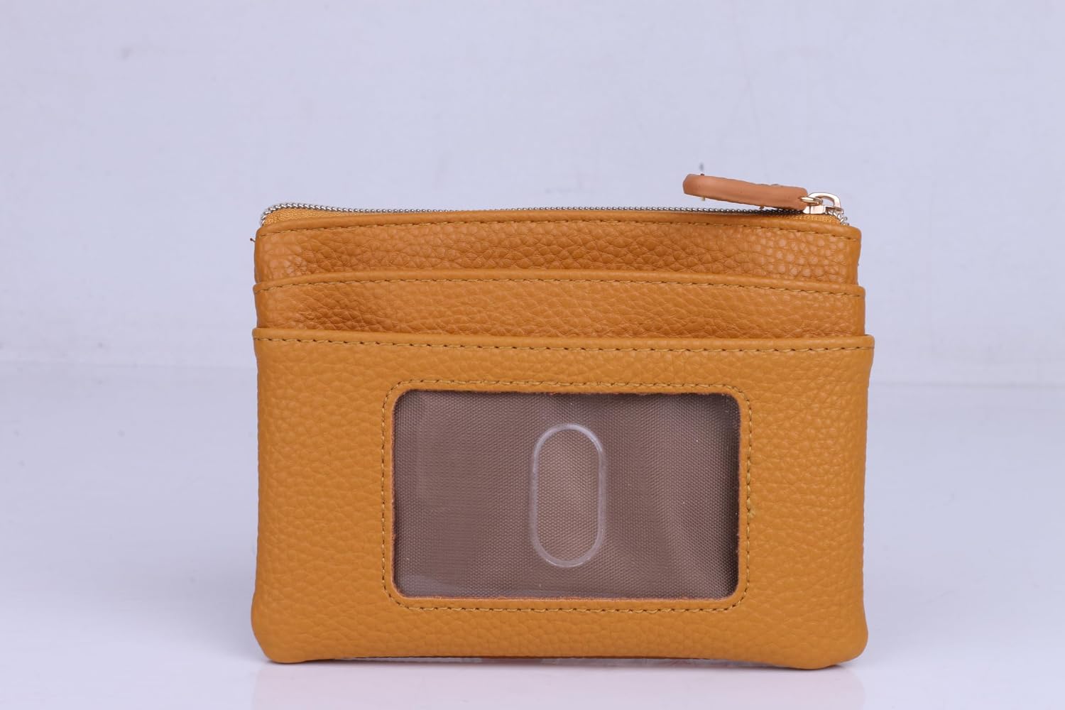 Julia Buxton Women's RFID Blocking Vegan Leather Wallet with Zipper, ID Windows, Card Slots & Key Ring | Compact Coin & Card Holder Case, Mustard Yellow