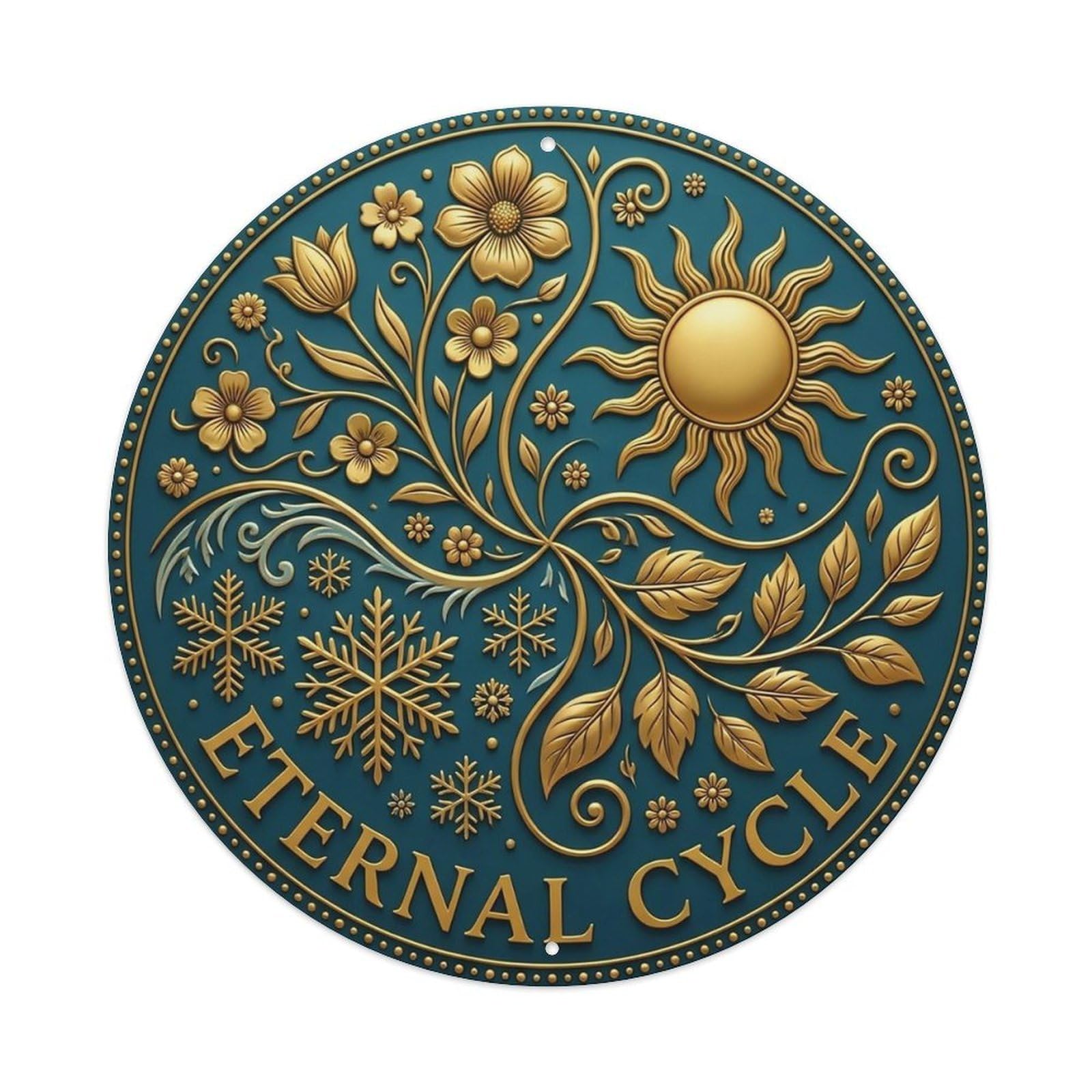 Vintage Eternal Cycle Flower Zen Yoga Metal Tin Sign