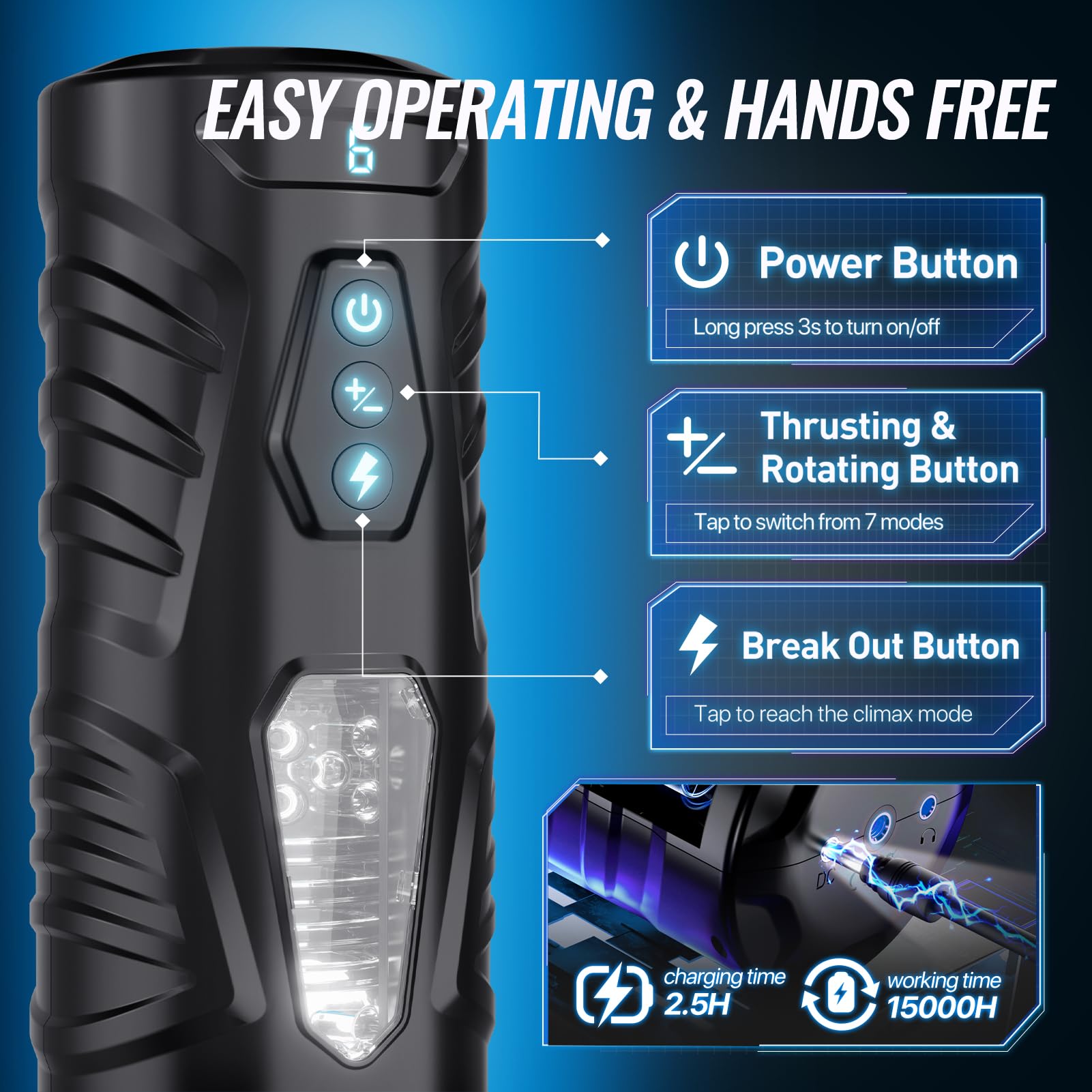 EINSEO AI Sync Male Masturbator Sex Toys for Men - Adult Toy Male Sex Toys with 7 Thrusting & 7 Rotating Modes, Pocket Pussy Hands Free Sex Machine LCD Display with Visual Window & Mounting Base: Handle