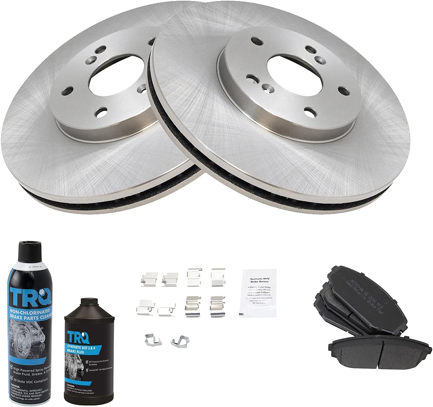 TRQ Front Brake Pad & Rotor Kit Brake Chemical Kit Brake Pads Brake Rotor Ceramic Compatible with 2001-2002 Acura MDX 1999-2004 Honda Odyssey