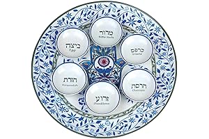 Artistic Floral Hamsa Seder Plate - A Symbolic Expression of Passover Traditions