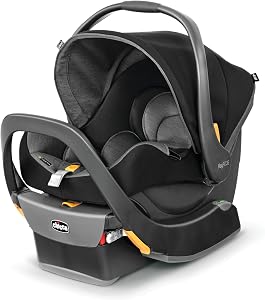 Siège auto pour bébé Chicco KeyFit 35 ClearTex orienté vers l'arrière et base pour bébés de 4 à 35 lb, comprend support pour tête et corps, compatible avec les poussettes Chicco, équipement de voyage pour bébé - Ombre/Noir