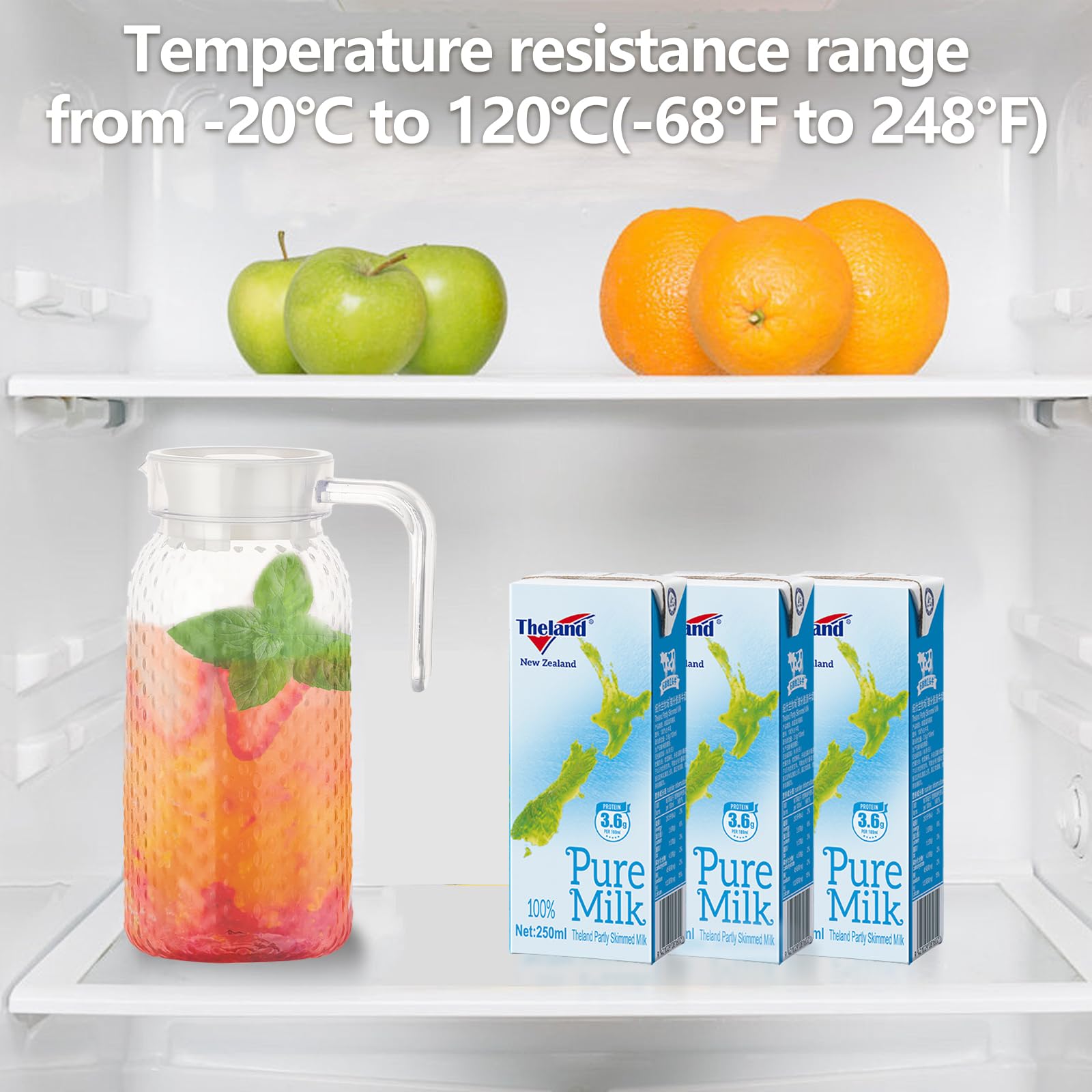 2 Pezzi Brocche da 1 Litro con Coperchio e Manico, Caraffe in Plastica Trasparente, Brocca per Succo, Acqua, Tè, Caffè, Latte e Vino, per Bevande Calde e Fredde