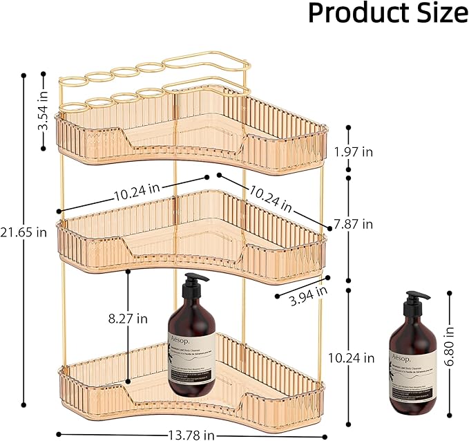 Organizador de Esquina para Baño con Porta Cepillos, 3 Niveles miniatura 2