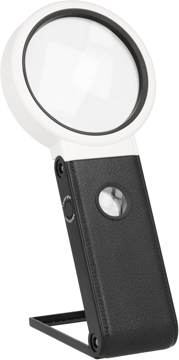 The Beadsmith LED Magnifier - 2.5X Large Lens and 10X Loupe Lens, Use Hands-Free or Handheld, Adjustable Stand & Lighting Modes, USB Included