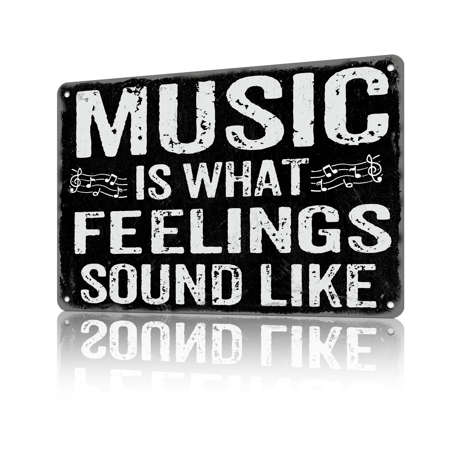 Anceky Music Is What Feelings Sound Like Tin Signs Vintage Metal Sign Retro Wall Decor for Garage Home Yard Bar Cafe Fence 12×8 Inch