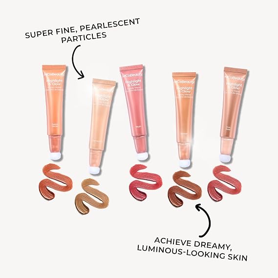 MCoBeauty Highlight & Glow Beauty Wand Liquid Highlighter - Bronze | Buildable Highlighter with Soft Radiant Finish, For Luminous Skin, Vegan & Cruelty Free