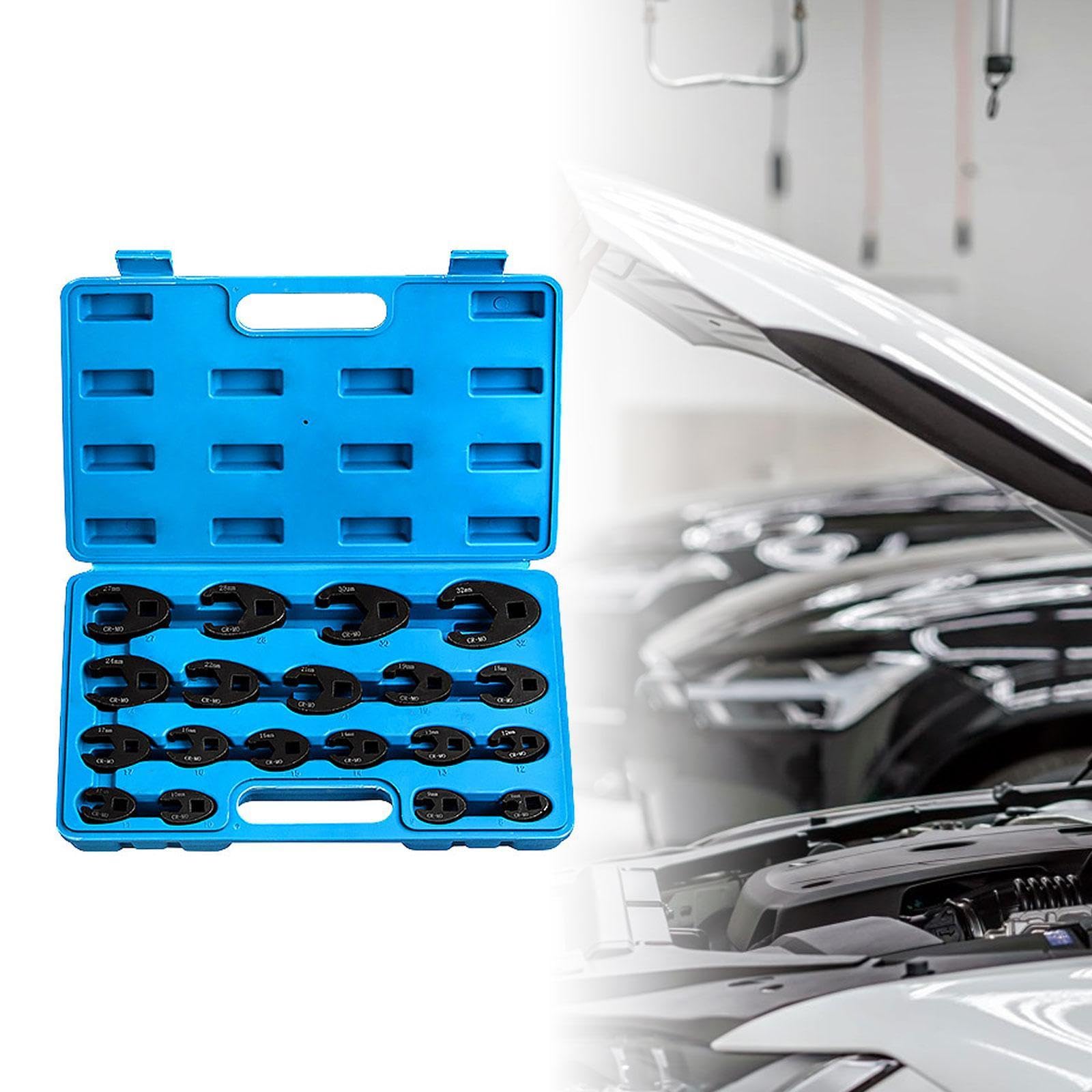 Set di 19 chiavi a tubo Crowfoot da 8-24 mm, set di chiavi a tubo aperte per dadi svasati professionali