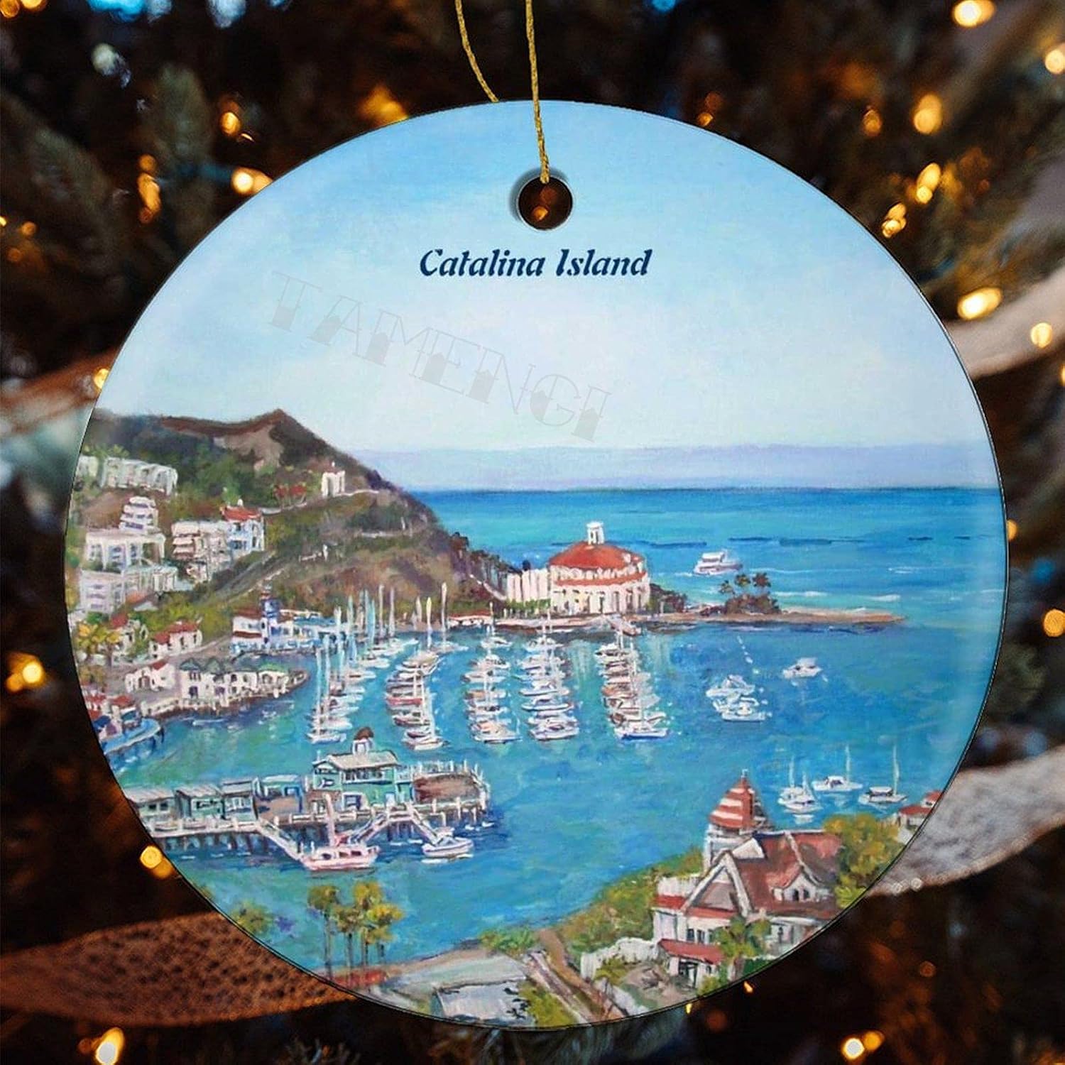 Catalina Island Ornaments Ceramic Ornaments 2026 Christmas Wedding Shower Gift Wedding Anniversary Decoration 3 inch Holiday Circle Ornament