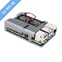 REES52 Armor Metal Aluminium Alloy Cooling Heatsink Case with Dual Fan for Raspberry Pi 4 Model/Pi 4B (Grey) gallery image